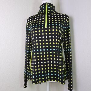 KINONA Polka Dot Long Sleeve 1/4 Zip Golf Top – Women’s Medium